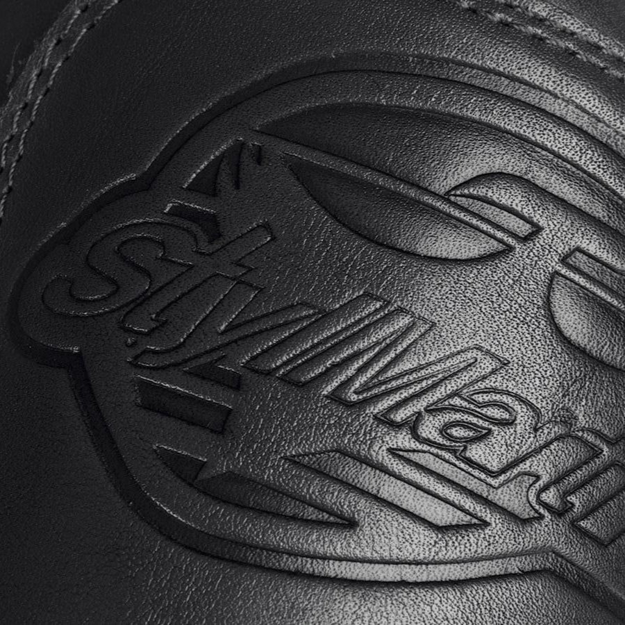 Bottes-moto-vintage-noir-stylmartin-continental-homme-femme-logo