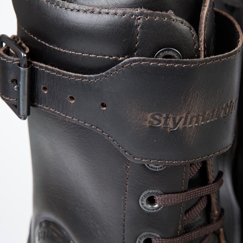 Bottines-moto-stylmartin-rocket-wp-marron-cuir-vintage-detail