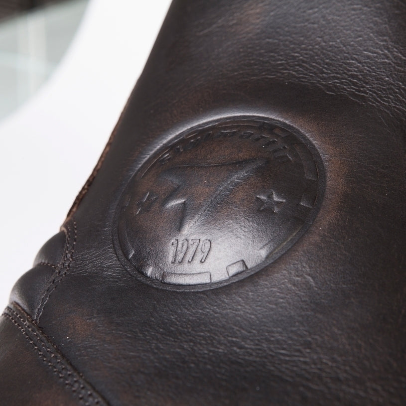 Bottines-moto-stylmartin-rocket-wp-marron-cuir-vintage-logo