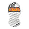 Cagoule moto noire et blanche style racing avec motif damier et flammes