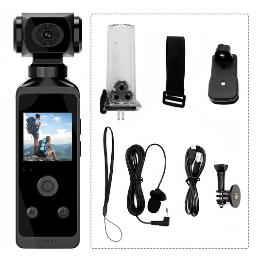Camera pour casque moto 4k avec accessoires étanche microphone et écran intégré