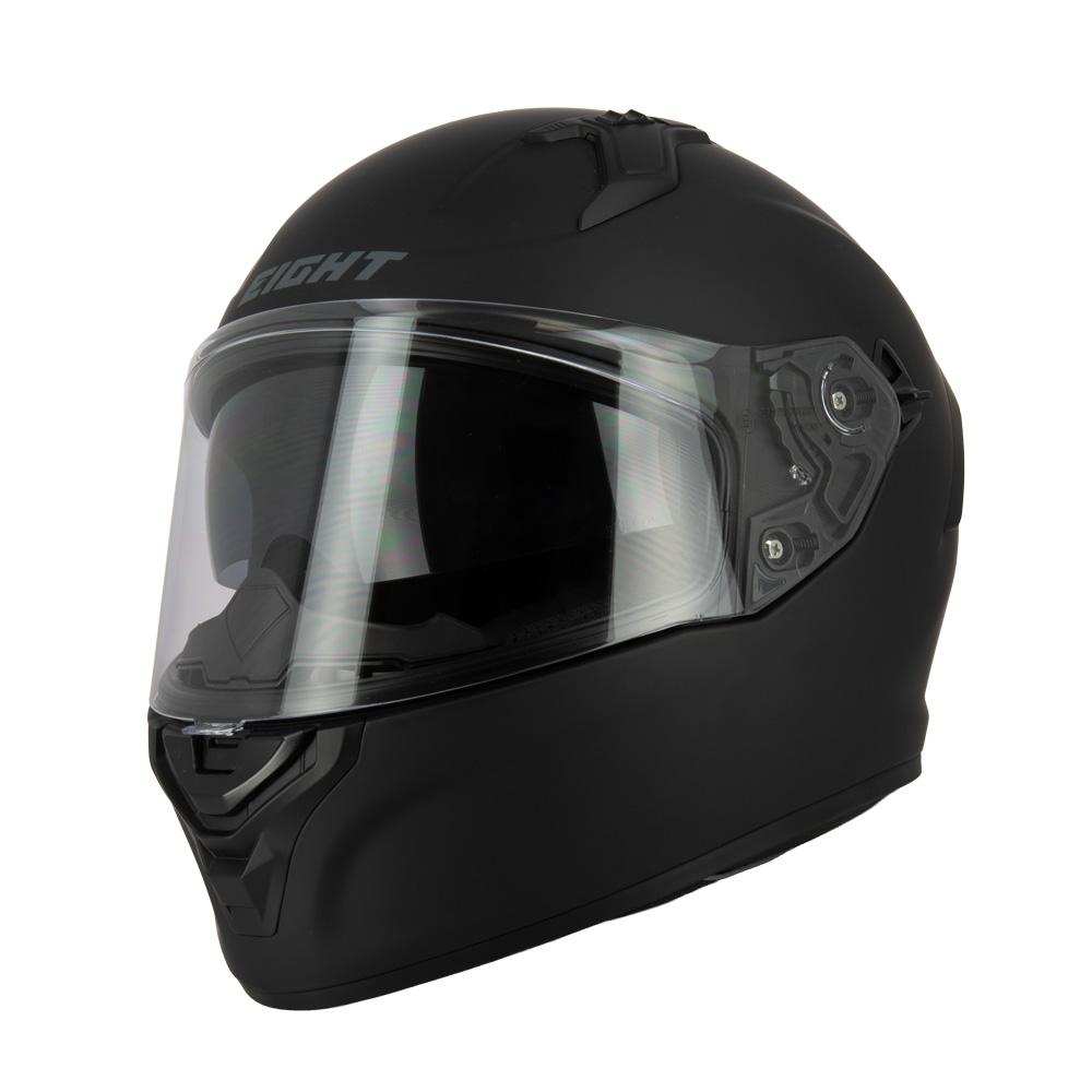 Casque intégral Eight Aero S443 noir mat homologué ECE R22-06 avec écran solaire intégré