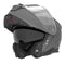 Casque moto modulable gris mat avec visière solaire rabattable, idéal pour les trajets quotidiens et longue distance