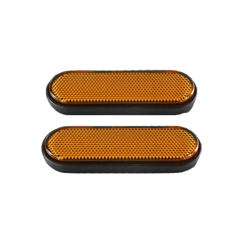 Paire de catadioptres orange courts pour fourche moto, design compact, visibilité latérale accrue de jour comme de nuit
