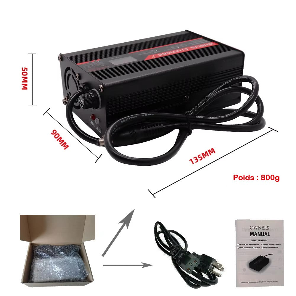 Chargeur-de-batterie-de-moto-54.6V-5A-220V-mesure
