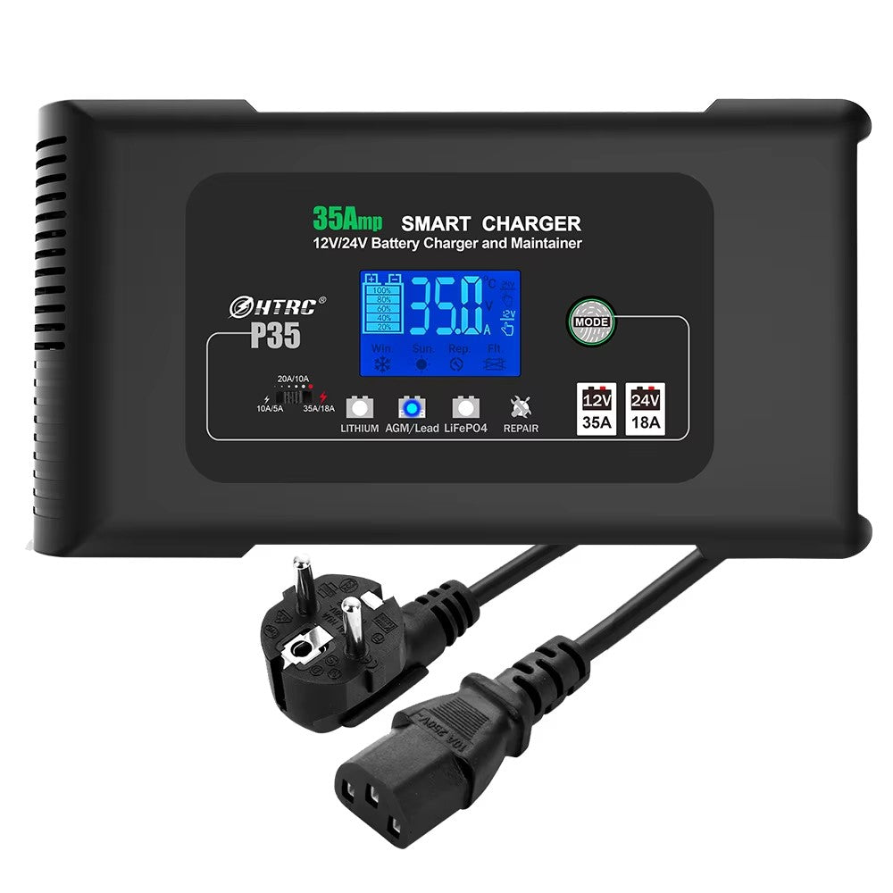 chargeur moto intelligent 35A pour batterie 12V et 24V avec recharge rapide et protection intégrée