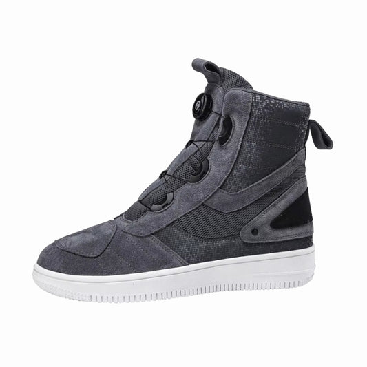 chaussures moto basket pour homme et femme avec laçage rapide et molette, disponibles en noir, beige et gris