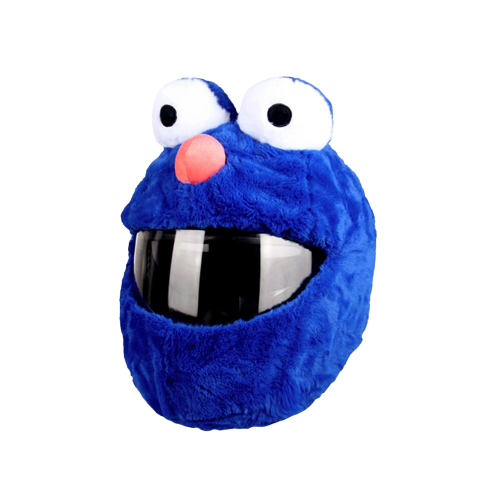 Couvre casque moto drôle en peluche avec yeux globuleux et nez rouge, accessoire fun pour casque intégral