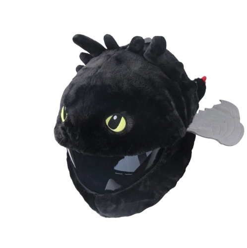 Couvre casque moto en peluche style dragon, housse douce et fantaisie pour casque intégral, accessoire original et protecteur
