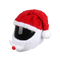 Housse casque moto Père Noël rouge blanc pour ambiance festive motard.