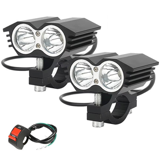 kit éclairage additionnel LED pour moto avec 2 feux puissants et interrupteur guidon