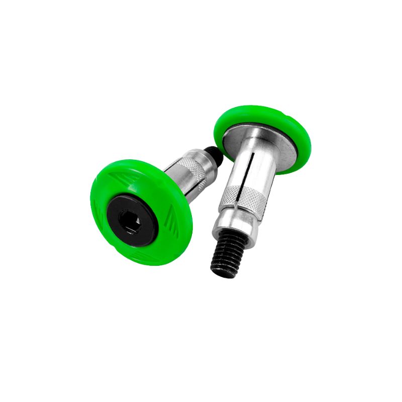 Embouts de guidon moto vert aluminium Ø intérieur 13-17 mm