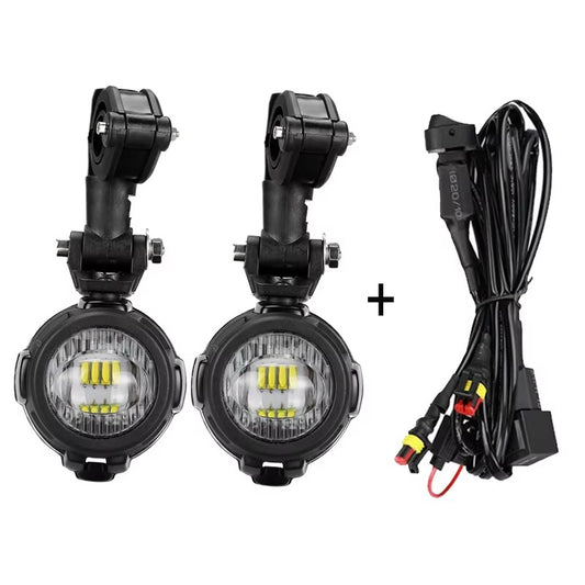 kit feux additionnels led moto avec supports et faisceau de câblage