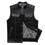 Gilet da motociclista in pelle e tessuto SOA - Vignette | Boutique biker