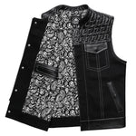 Gilet da motociclista in pelle e tessuto SOA - Vignette | Boutique biker