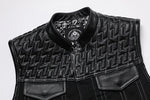 Gilet da motociclista in pelle e tessuto SOA - Vignette | Boutique biker