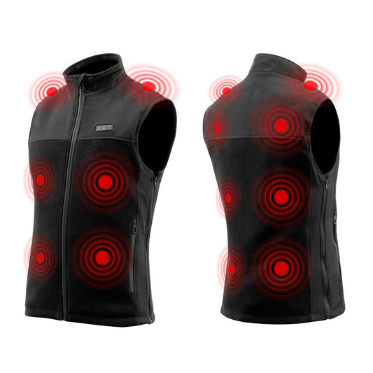 Gilet chauffant Volcano noir, 13 zones de chauffe, batterie incluse, idéal moto et extérieur.