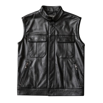 Gilet biker en cuir type SOA