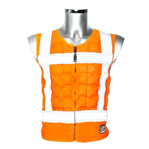 Gilet rafraîchissant orange haute visibilité pour travail en chaleur extrême fluo