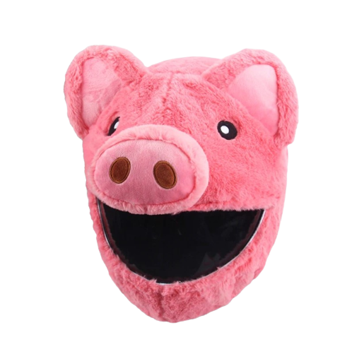 Housse de casque moto en forme de cochon rose en peluche, accessoire drôle et fantaisie pour casque intégral