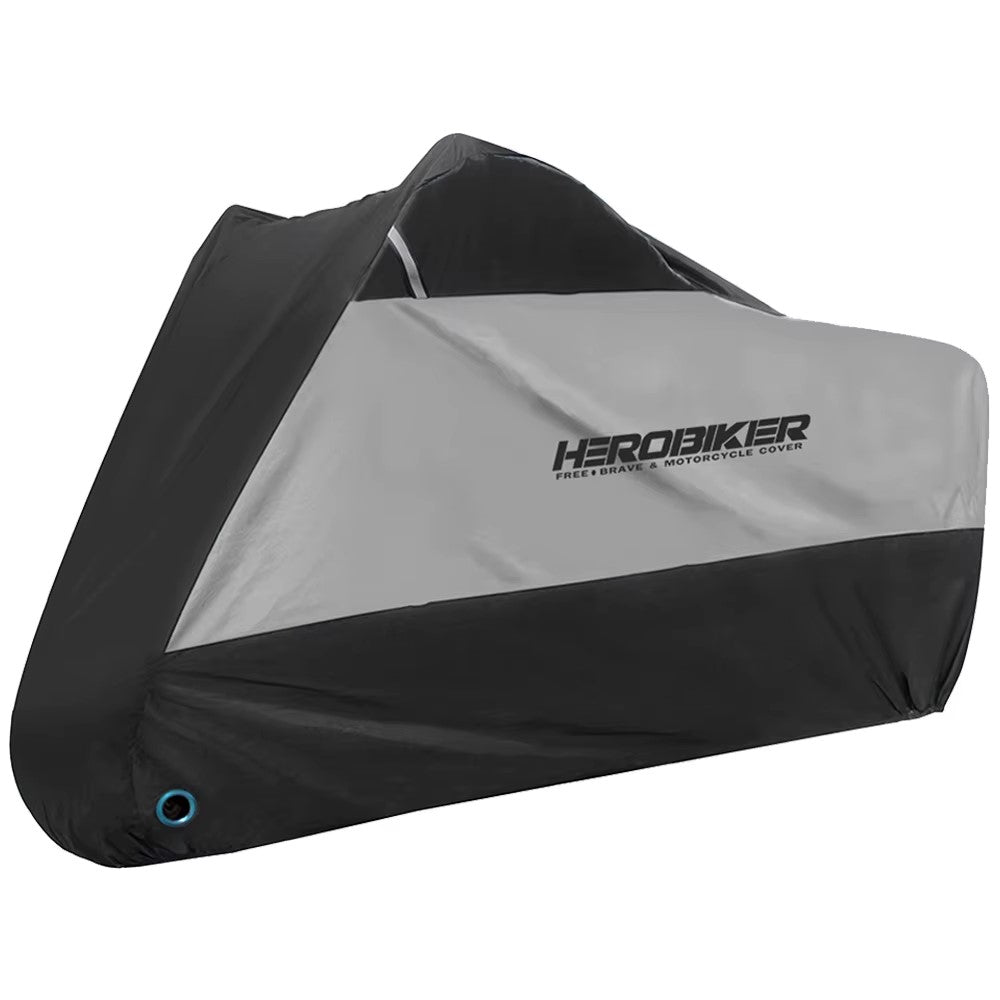 Housse grise étanche pour moto et scooter, avec œillet antivol, protection pluie, UV et ajustement coupe-vent