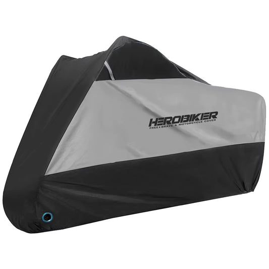 Housse grise étanche pour moto et scooter, avec œillet antivol, protection pluie, UV et ajustement coupe-vent
