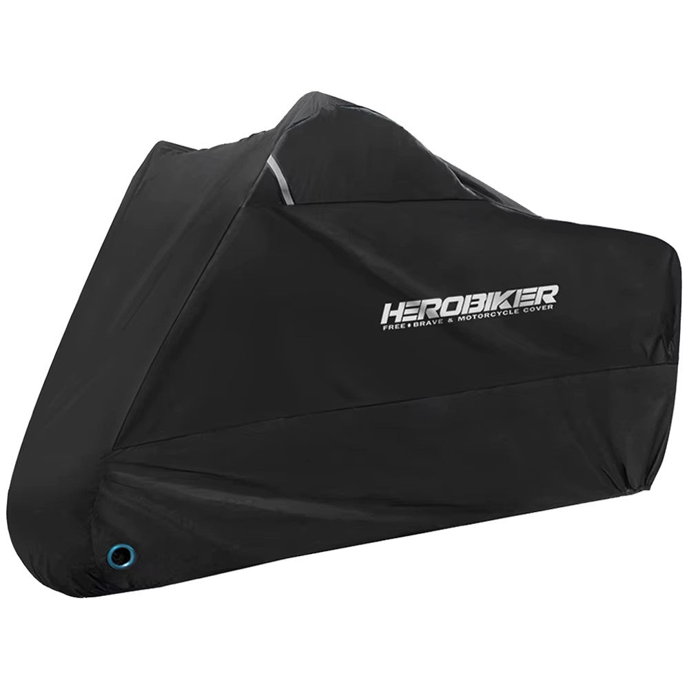 Housse protection moto scooter HEROBIKER noire étanche anti-UV, œillet, bande réfléchissante.