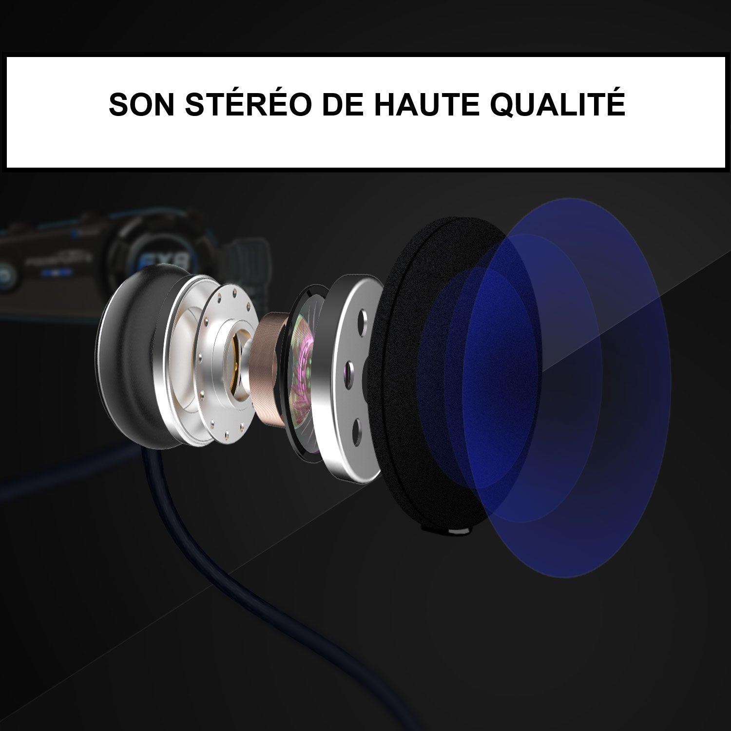 Intercom pour casque de moto avec son stéréo
