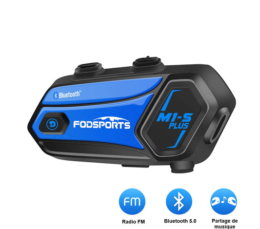 Intercom pour casque de moto intégral, Bluetooth 5.0, étanche, portée 1000 mètres, jusqu’à 8 motards connectés, son clair et réduction de bruit