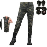 pantalones vaqueros de motociclista de camuflaje militar para mujer - Vignette | Boutique biker