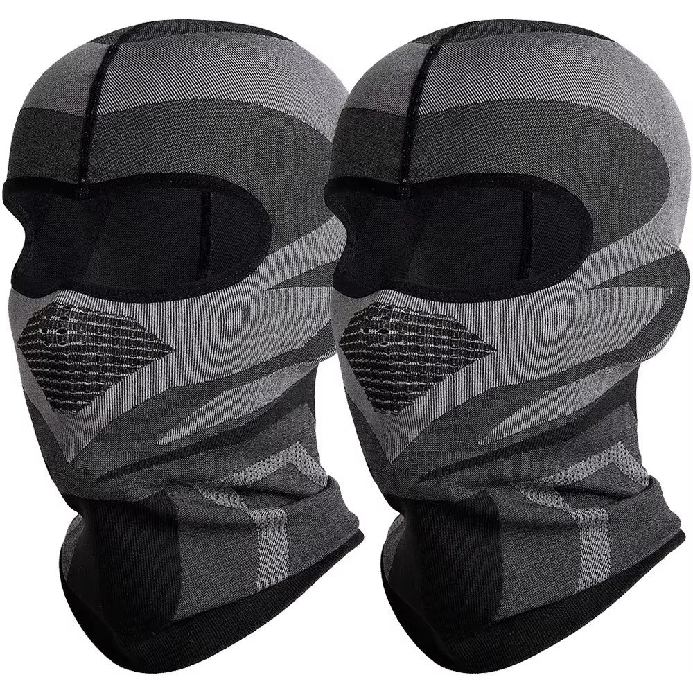 Lot de 2 cagoules moto gris, tissu respirant et extensible, coupe-vent et anti-transpiration, offrant confort et protection optimale contre le froid et le vent pour motards unisexes
