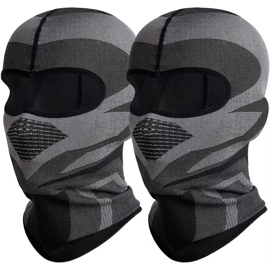 Lot de 2 cagoules moto gris, tissu respirant et extensible, coupe-vent et anti-transpiration, offrant confort et protection optimale contre le froid et le vent pour motards unisexes
