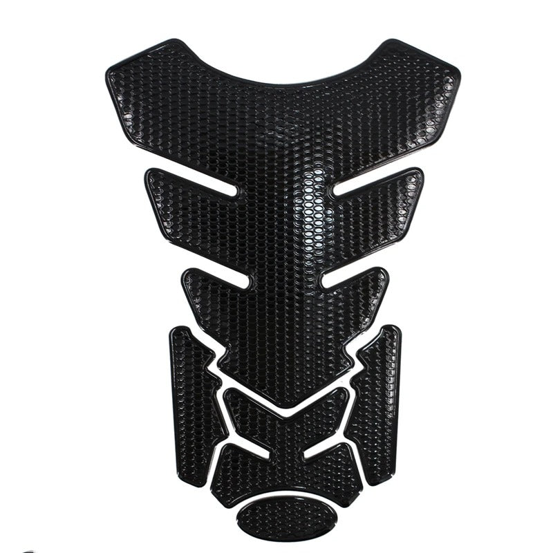 Protège réservoir moto Skull Rider noir en PVC, motif hexagonal en relief, adhésif 3M.