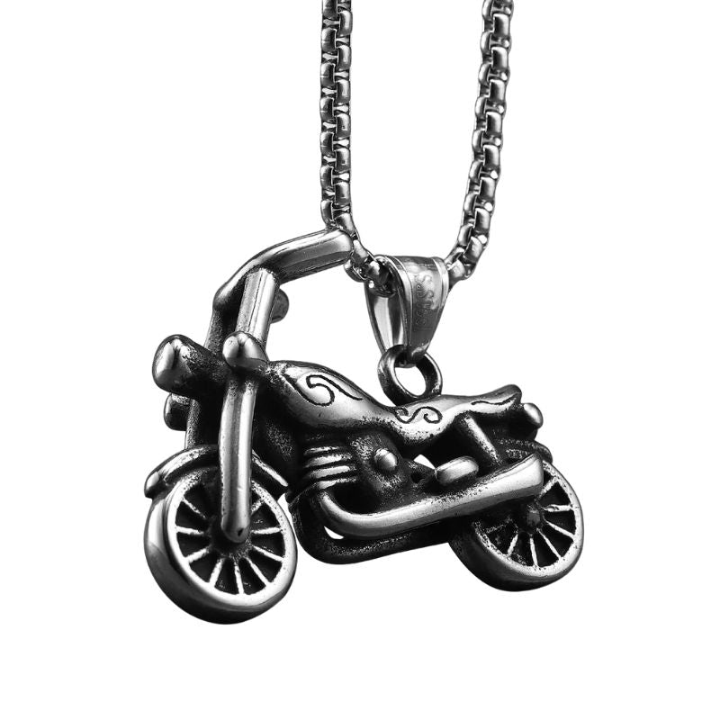 Pendentif moto Harley en acier inoxydable, symbole de liberté et de passion biker