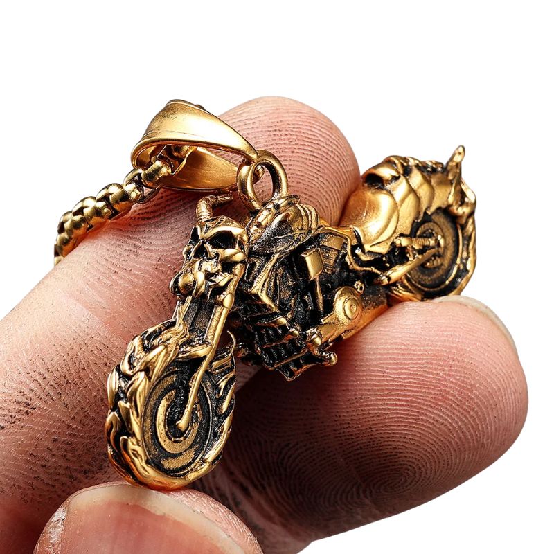 Pendentif-moto-ghost-rider-doree-inoxydable