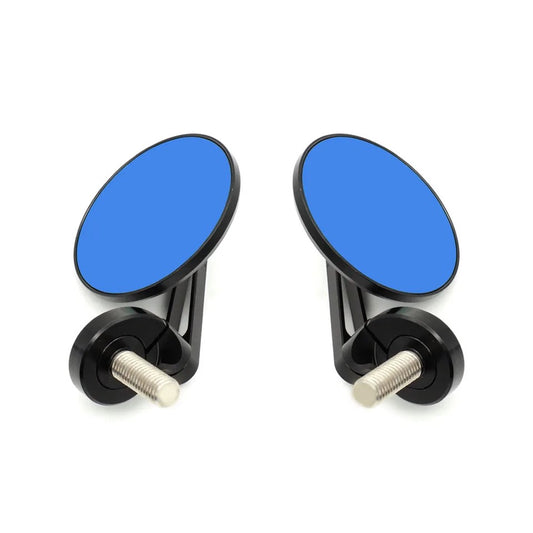 Paire de rétroviseurs moto noirs avec miroir bleu antireflet pour meilleure visibilité