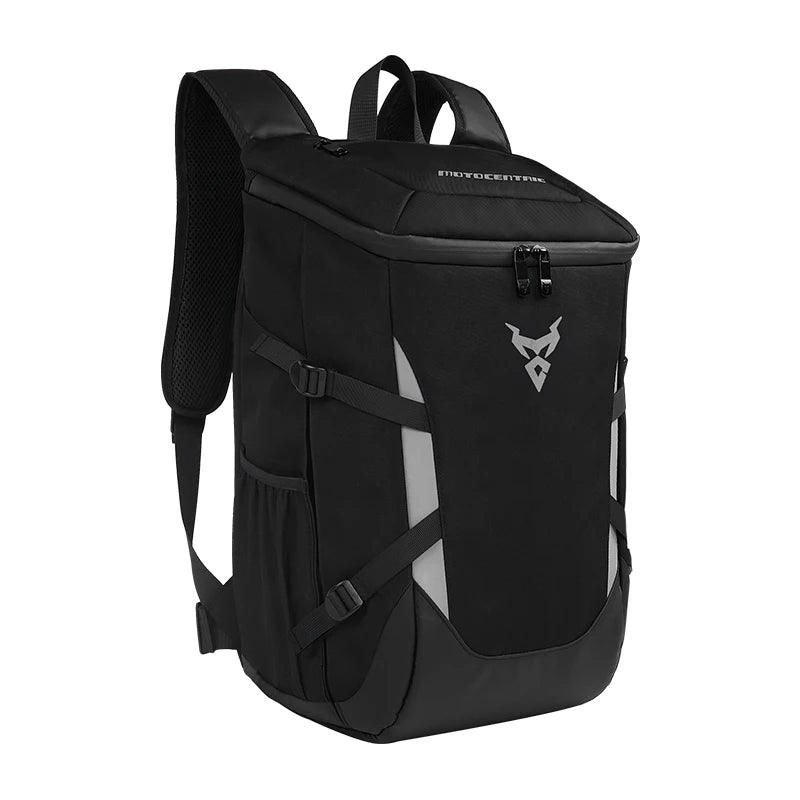Sac à dos moto étanche 28L en tissu Oxford, avec bandes réfléchissantes, bretelles rembourrées et ceinture de maintien