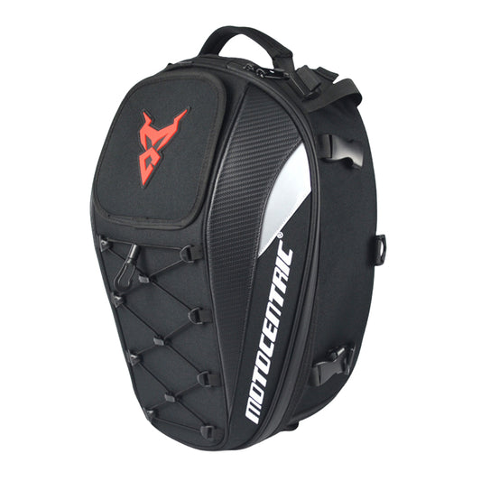 Sac à dos moto noir étanche 37L en tissu Oxford avec filet casque, fonction sacoche de selle et bretelles rembourrées