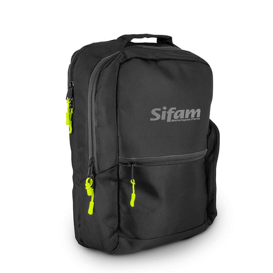 Sac à dos moto Sifam noir 16L, compact et confortable avec dos matelassé, multiples rangements et design ergonomique
