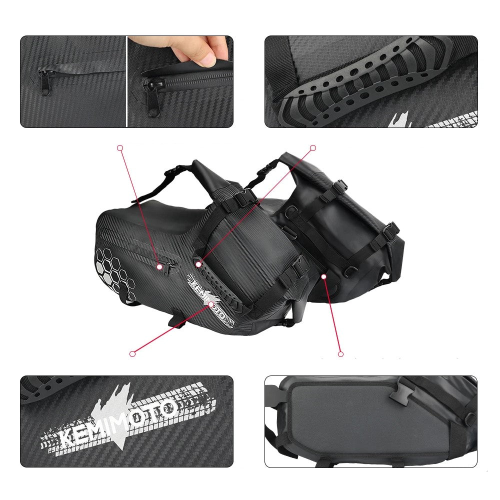 Sacoche-cavaliere-lateral-pour-moto-etanches-en-cuir-28L-details