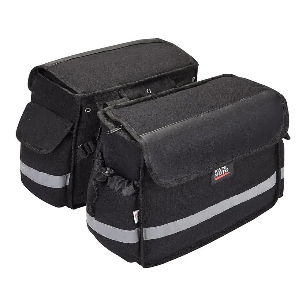Sacoche cavalière latérale moto noire étanche 30L pour route et touring, fixations robustes