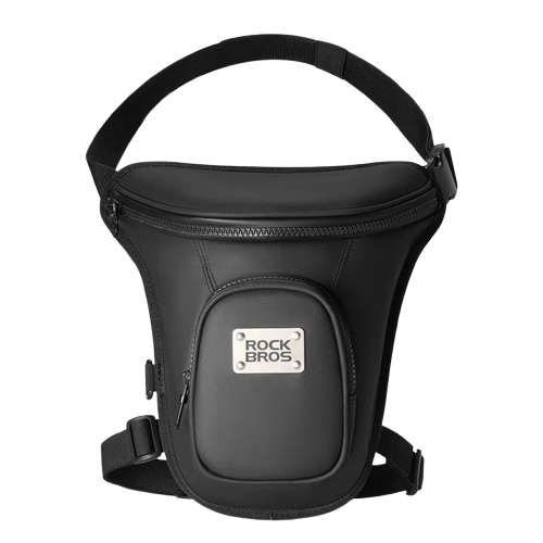 sacoche de jambe moto unisexe étanche en EVA, PU et polyester, avec sangles réglables, fermeture zippée et ceinture taille et jambe ajustables