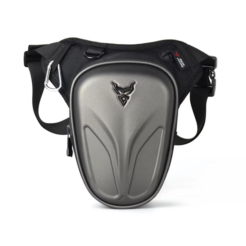 sacoche de jambe moto grise unisexe en tissu Oxford, PU et EVA étanche, coque rigide, sangles réglables, fermeture zippée