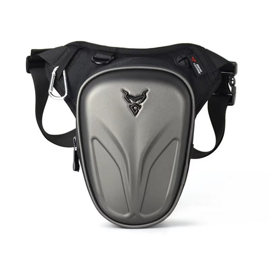 sacoche de jambe moto grise unisexe en tissu Oxford, PU et EVA étanche, coque rigide, sangles réglables, fermeture zippée