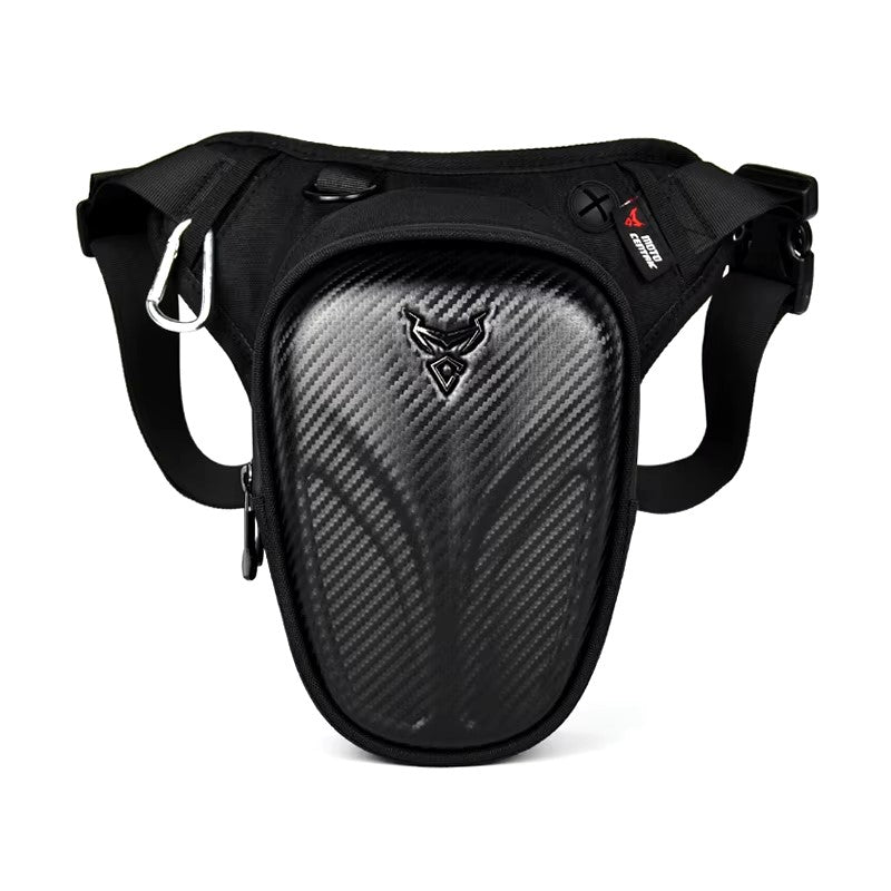 sacoche de jambe moto noire unisexe en tissu Oxford, PU et EVA, étanche avec coque rigide, sangles réglables et fermeture zippée