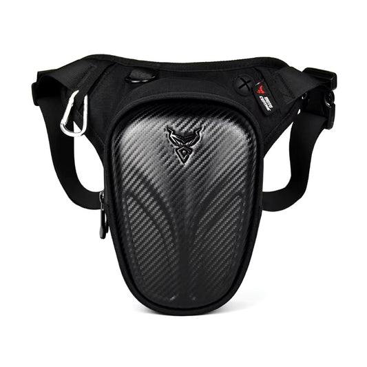 sacoche de jambe moto noire unisexe en tissu Oxford, PU et EVA, étanche avec coque rigide, sangles réglables et fermeture zippée