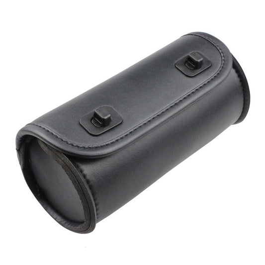 Sacoche de fourche moto noire souple avec fixations discrètes