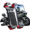 Support téléphone moto à pince rapide rouge noir, fixation guidon rotatif, compatible smartphones 4 à 7 pouces