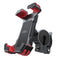 Support téléphone moto noir et rouge maintien 4 coins, fixation guidon rotatif, smartphone 7 pouces