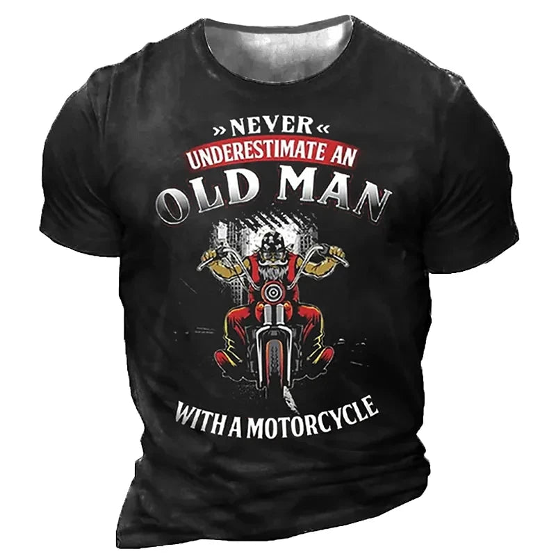 T-shirt-moto-never-underestiman-old-man-noir